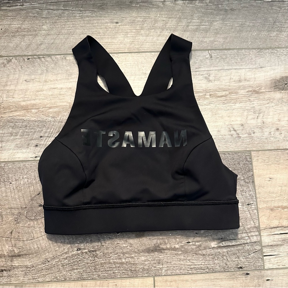 lululemon athletica Black Sports Bra with 'NAMASTE' Logo